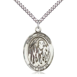 Sterling Silver Saint Polycarp of Smyrna Medal Catholic Jewelry Engraved Catholic Saint Jewelry