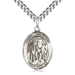 Sterling Silver Saint Polycarp of Smyrna Medal Catholic Jewelry Engraved Catholic Saint Jewelry