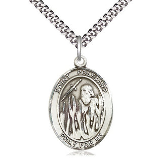 Sterling Silver Saint Polycarp of Smyrna Medal Catholic Jewelry Engraved Catholic Saint Jewelry