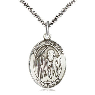 Sterling Silver Saint Polycarp of Smyrna Medal Catholic Jewelry Engraved Catholic Saint Jewelry