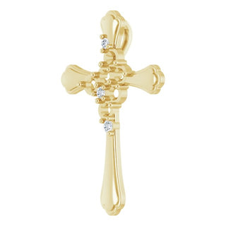 14K Yellow 6-Stone .08 CTW Natural Diamond Semi-Set Family Cross Pendant