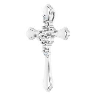 Platinum 6-Stone .08 CTW Natural Diamond Semi-Set Family Cross Pendant