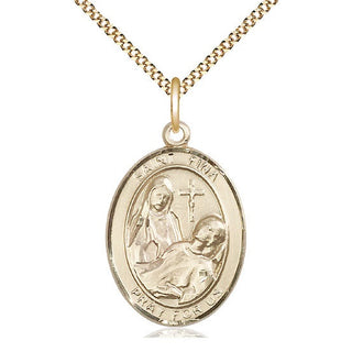 14kt Gold Filled Saint Fina Medal Catholic Jewelry Engraved Catholic Saint Jewelry