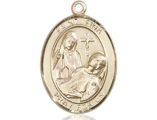 14kt Gold Saint Fina Medal Engraved Catholic Saint Jewelry