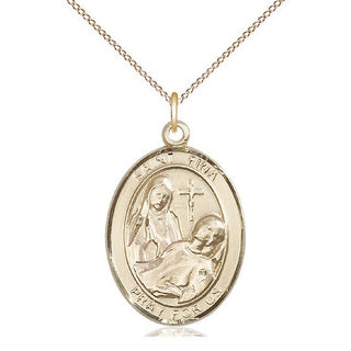 14kt Gold Saint Fina Medal Engraved Catholic Saint Jewelry