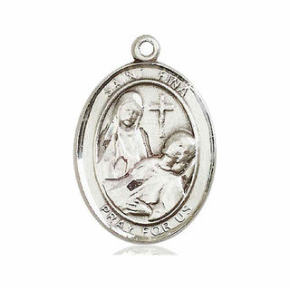 Pewter Saint Fina Medal Engraved Catholic Saint Jewelry