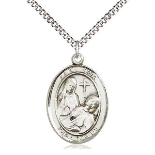 Pewter Saint Fina Medal Catholic Jewelry Engraved Catholic Saint Jewelry