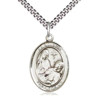 Pewter Saint Fina Medal Catholic Jewelry Engraved Catholic Saint Jewelry