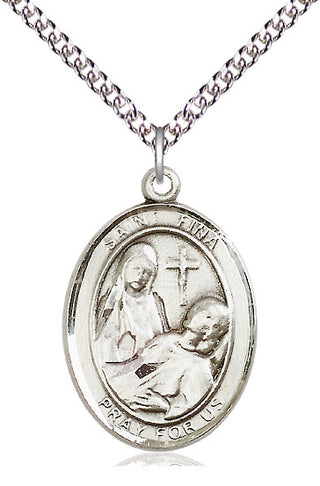 Sterling Silver Saint Fina Medal Catholic Jewelry Engraved Catholic Saint Jewelry