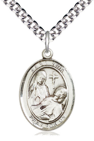 Sterling Silver Saint Fina Medal Catholic Jewelry Engraved Catholic Saint Jewelry