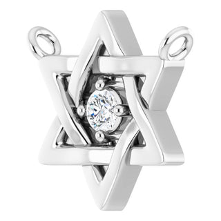14K White .03 CT Natural Diamond Star of David Necklace Center