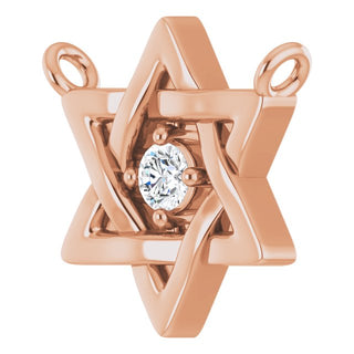 14K Rose .03 CT Natural Diamond Star of David Necklace Center