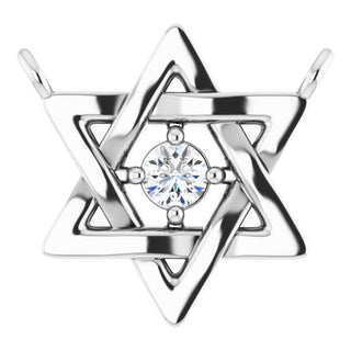 Platinum .03 CT Natural Diamond Star of David Necklace Center