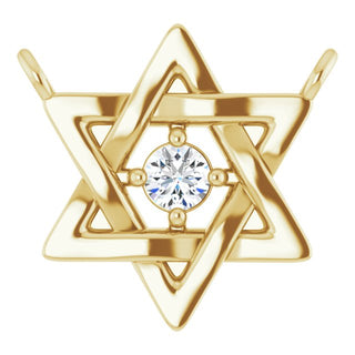 14K Yellow .03 CT Natural Diamond Star of David Necklace Center