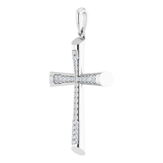 14K White 1/4 CTW Natural Diamond Micro PavÃ© Cross Pendant  