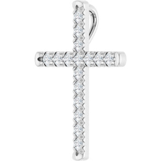 Sterling Silver 1/4 CTW Natural Diamond French-Set Cross Pendant