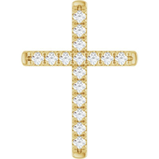 14K Yellow 1/4 CTW Natural Diamond French-Set Cross Pendant