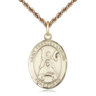 14kt Gold Filled Saint Frances of Rome Medal Catholic Jewelry Engraved Catholic Saint Jewelry