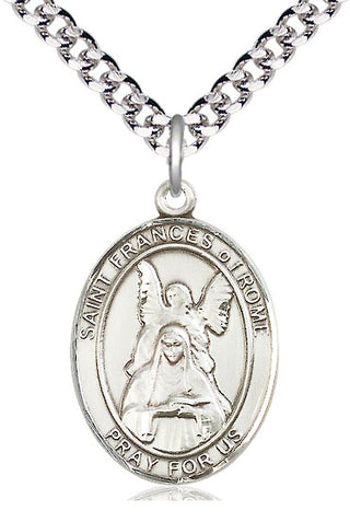 Pewter Saint Frances of Rome Medal Catholic Jewelry Engraved Catholic Saint Jewelry