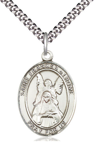 Pewter Saint Frances of Rome Medal Catholic Jewelry Engraved Catholic Saint Jewelry