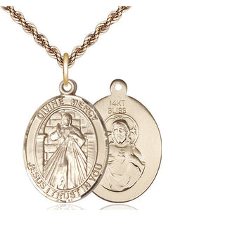 14kt Gold Divine Mercy Medal