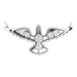14K White .05 CTW Natural Diamond Petite Holy Spirit Necklace Center