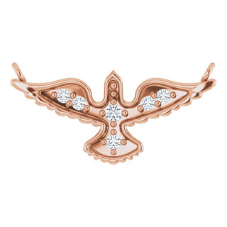 14K Rose .05 CTW Natural Diamond Petite Holy Spirit Necklace Center