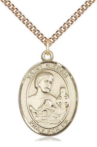 14kt Gold Filled Saint Kieran Medal Catholic Jewelry Engraved Catholic Saint Jewelry