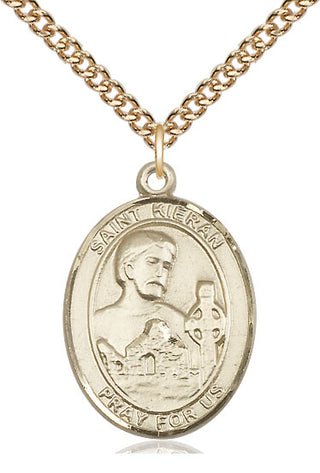 14kt Gold Filled Saint Kieran Medal Catholic Jewelry Engraved Catholic Saint Jewelry