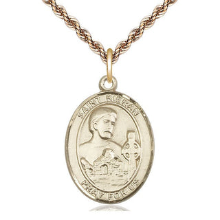 14kt Gold Filled Saint Kieran Medal Catholic Jewelry Engraved Catholic Saint Jewelry