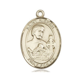 14kt Gold Saint Kieran Medal Engraved Catholic Saint Jewelry