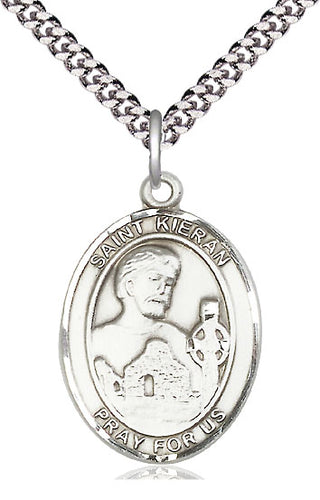Pewter Saint Kieran Medal Catholic Jewelry Engraved Catholic Saint Jewelry