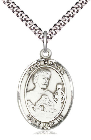 Sterling Silver Saint Kieran Medal Catholic Jewelry Engraved Catholic Saint Jewelry