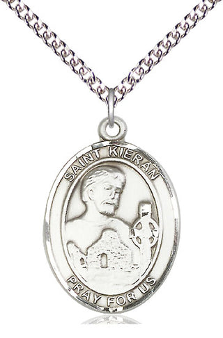 Sterling Silver Saint Kieran Medal Catholic Jewelry Engraved Catholic Saint Jewelry