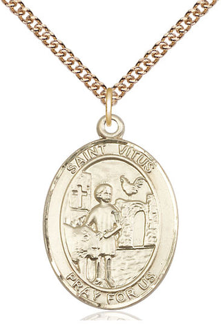14kt Gold Filled Saint Vitus Medal Catholic Jewelry Engraved Catholic Saint Jewelry