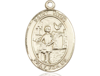 14kt Gold Saint Vitus Medal Engraved Catholic Saint Jewelry