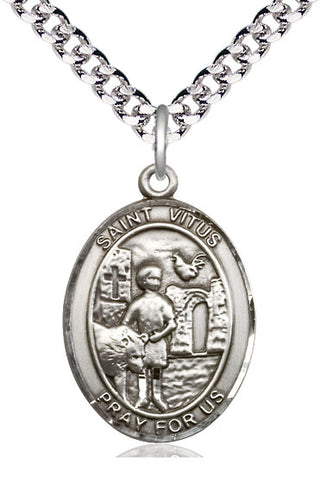 Pewter Saint Vitus Medal Catholic Jewelry Engraved Catholic Saint Jewelry