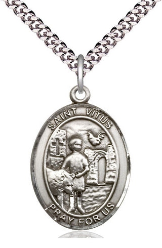 Sterling Silver Saint Vitus Medal Catholic Jewelry Engraved Catholic Saint Jewelry