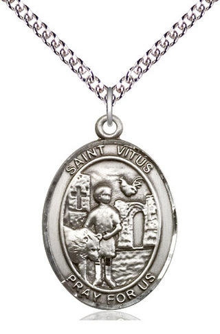 Sterling Silver Saint Vitus Medal Catholic Jewelry Engraved Catholic Saint Jewelry