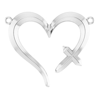 Platinum Cross & Open Heart Necklace Center