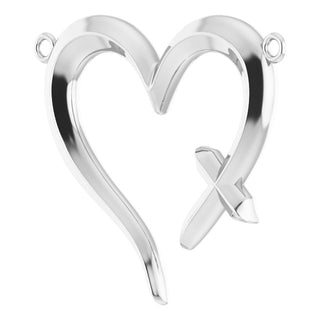 Sterling Silver Cross & Open Heart Necklace Center