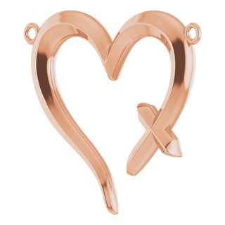 14K Rose Cross & Open Heart Necklace Center