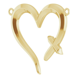 14K Yellow Cross & Open Heart Necklace Center