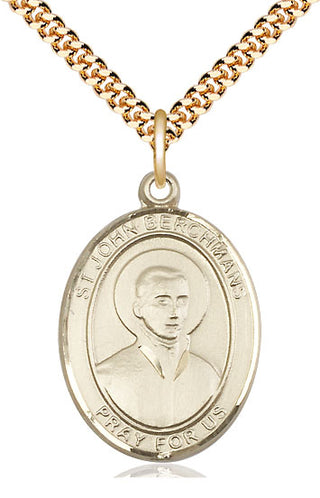 14kt Gold Filled Saint John Berchmans Medal Catholic Jewelry Engraved Catholic Saint Jewelry