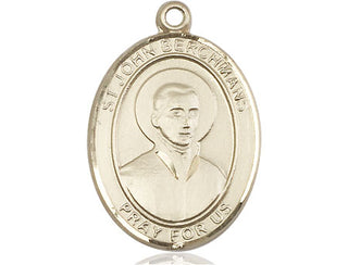 14kt Gold Saint John Berchmans Medal Engraved Catholic Saint Jewelry