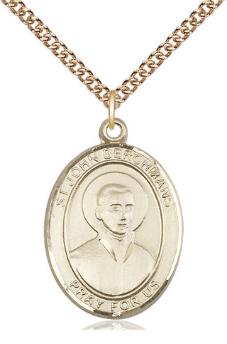 14kt Gold Saint John Berchmans Medal Engraved Catholic Saint Jewelry