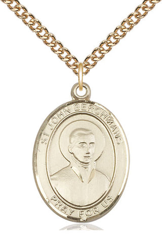 14kt Gold Saint John Berchmans Medal Engraved Catholic Saint Jewelry