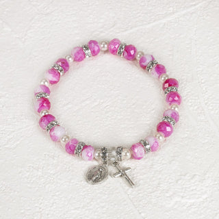 3-pack - Rose Imitation Stone Glass Stretch Bracelet