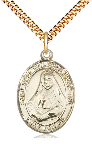 14kt Gold Filled Saint Rose Philippine Medal Catholic Jewelry Engraved Catholic Saint Jewelry