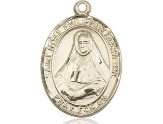 14kt Gold Saint Rose Philippine Medal Engraved Catholic Saint Jewelry